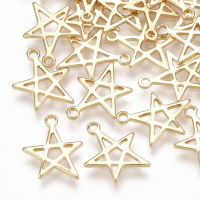 5pc Brass Charms Star Real 18K Gold Plated 13x11x1mm Hole: 1.2mm