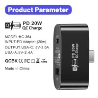 PD 20W USB C Type-c Hub Extender Splitter QC 3.0 Fast Charging USB C Docking Station Phone Charger Adapter for iPhone Xiaomi USB Hubs