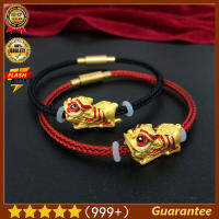 IY-สร้อยข้อมือปี่เซี้ยแท้ฮวงจุ้ยเสน่ห์18K สร้อยข้อมือเบ็ดตกปลาเรืองแสงคู่ Pixiu ชุบทองของขวัญปีใหม่ความมั่งคั่งแรงดึงดูดความรักความก้าวหน้าในอาชีพกำไลเครื่องลางนำโชคสัญลักษณ์ความเจริญรุ่งเรือง
