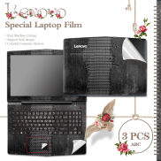 Pre-cut Laptop Sticker Laptop Skin Black PVC Leaves No Glue Marks For