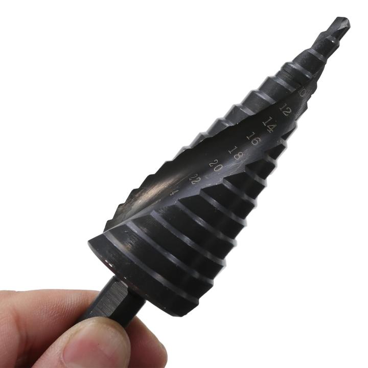 hh-ddpjblack-speed-steel-titanium-step-spiral-drill-groove-conical-cone-drills-power-tools-4-32mm