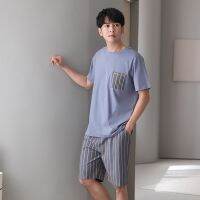 Men Pajamas Set Summer Short Sleeve Striped Casual Tracksuit Sleepshirt Shorts 2pc Pyjamas Male 4XL 5XL 6XL 7XL Pijamas Hombre