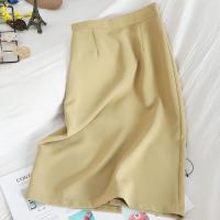 Midi Skirts Spring &amp; Summer Women Skirts One-step High Waist Pure Color Hip Skirt A-line Knee-Length Office Lady Skirt BSQ166