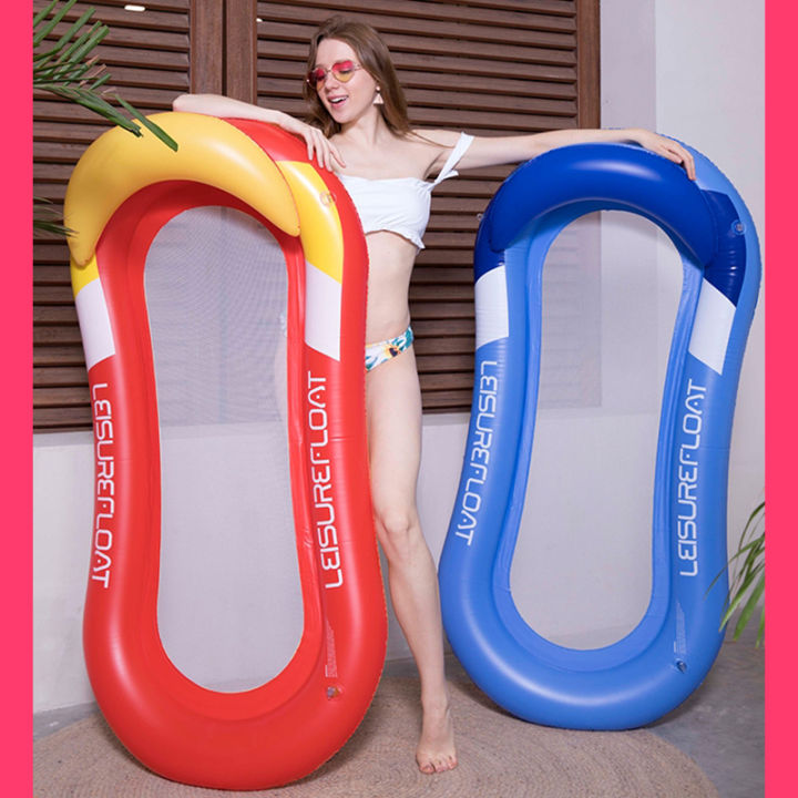 พร้อมส่ง-แพลอยน้ำ-แพยางสีสดใส-น้ำหนักเบาแบบพับได้-ชายหาด-เป่าลม-ลอยตัวกลางน้ำ-ได้-เตียงลมลอยน้ำ-inflatable-water-hammock