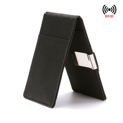 กระเป๋าสตางค์สร้างสรรค์ RFID สแตนเลสคลิปเงินดอลลาร์กระเป๋าสตางค์ผู้ชายรูปแบบข้าม PU Cardboard B8R1