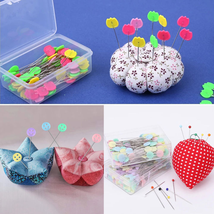 50ชิ้นกล่องสแตนเลสสีปุ่มเข็ม-pins-หัวแบนหัวจักรเย็บผ้า-pins-diy-เสื้อผ้าผ้าตัดเย็บเสื้อผ้าอุปกรณ์เย็บผ้า