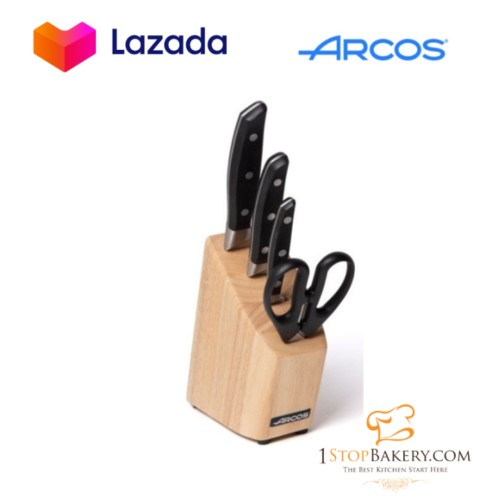 Arcos 163300 Knife Set of 4 pcs. With Rubber Wood Block