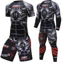 Brand New Mens Tracksuit 3D Prints Tight Skin Compression Sport Suit Men MMA Rashguard Body Building Top Fitness Sport Set