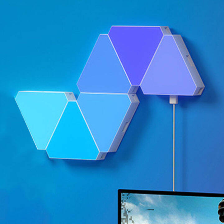 rgb-wifi-app-บลูทูธ-led-สามเหลี่ยมบรรยากาศในร่มโคมไฟติดผนังสำหรับเกมคอมพิวเตอร์ห้องนอนตกแต่ง-led-ควอนตัมไฟกลางคืน