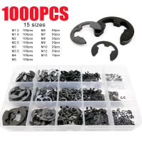 【YF】 580/1000pcs  Washer M1.2 to M15 Black Carbon Steel External Retaining Ring E Clip Snap Circlip for Shaft Assortment Kit