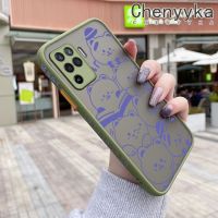 เคส Chenyyka สำหรับ A93 OPPO 2020 F17 Pro Reno 4F Reno 4 Lite เคสเต็มหน้าจอลายหมีมีน้ำค้างแข็งโปร่งใสบางขอบสี่เหลี่ยมแข็งปลอกซิลิโคนคลุมทั้งหมดป้องกันการกระแทกเคสนิ่ม