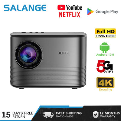 Salange F18 สมาร์ทโปรเจคเตอร์ Full HD 1080P Android10.0 5G WIFI บลูทู ธ 350Ansi 200 "จอแสดงผลอิเล็กทรอนิกส์โฟกัสโปรเจคเตอร์ 4K โฮมเธียเตอร์ Airplay Miracast