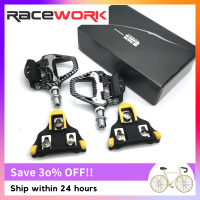 ถนนคันเหยียบจักรยาน RACEWORK สำหรับ Shimano แป้นสแตนเลสคาร์บอนไฟเบอร์น้ำหนักเบามีปุ่มอะไหล่รถจักรยาน