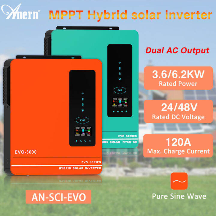 Anern Hybrid Inverter 36kw62kw Mppt Pure Sine Wave Solar Inverter 24v48v 500vdc Pv Input 2372