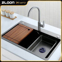 ZLOON 2022 ใหม่อาวุโสสีเทา Nano sink อ่างล้างจาน SUS304 สแตนเลส Sinki Dapur อ่างล้างหน้าคู่อ่างล้างหน้า Handmade ชามเดี่ยว Sinki Dapur อ่างล้างจาน Combo gungrey