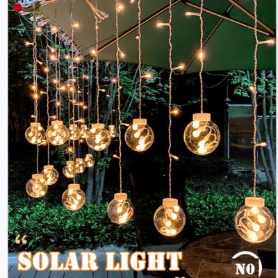 ◑ 🎀🎀🎀Lampu Raya Solar wishing ball Light led lanterns Twinkle star lights LED Solar Curtain Light flashing lights string lights gypsophila bedroom room Christmas Decoration light Lampu kelip Solar fairy light Garden light Outdoor Waterproof Solar Light