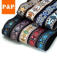 P&amp;P Adjustable Embroidered Cotton Guitar Strap Durable Widening and Thickening Electric Acoustic Folk Guitar Bass Belts Washable