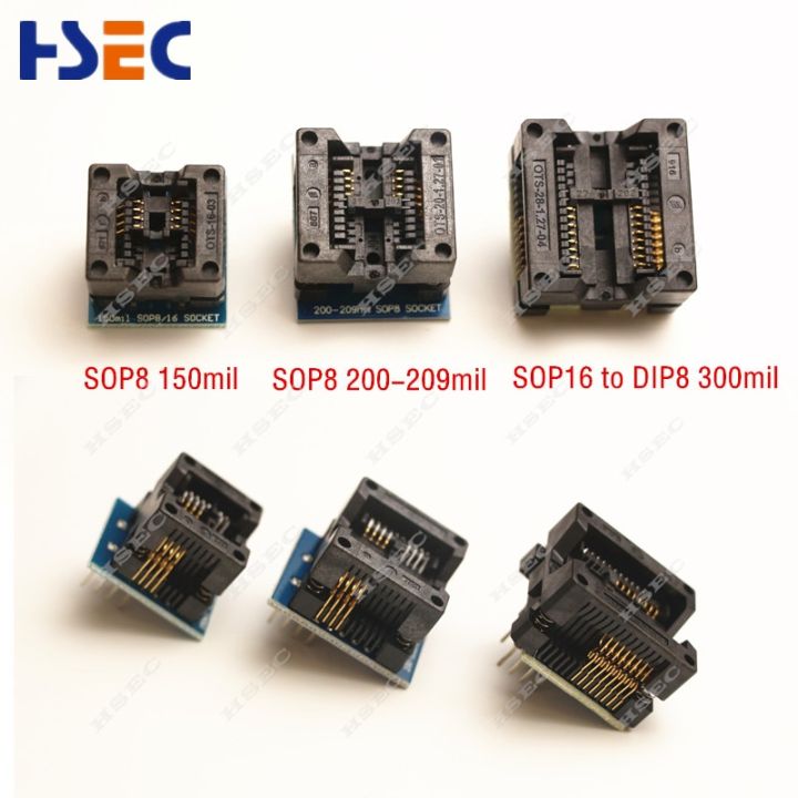 3pcs-sop16-sop8-to-dip8-150mil-200mil-adapter-socket-for-ezp2010-ezp2013-ezp2019-rt809f-rt809h-ch341a-tl866-programmer