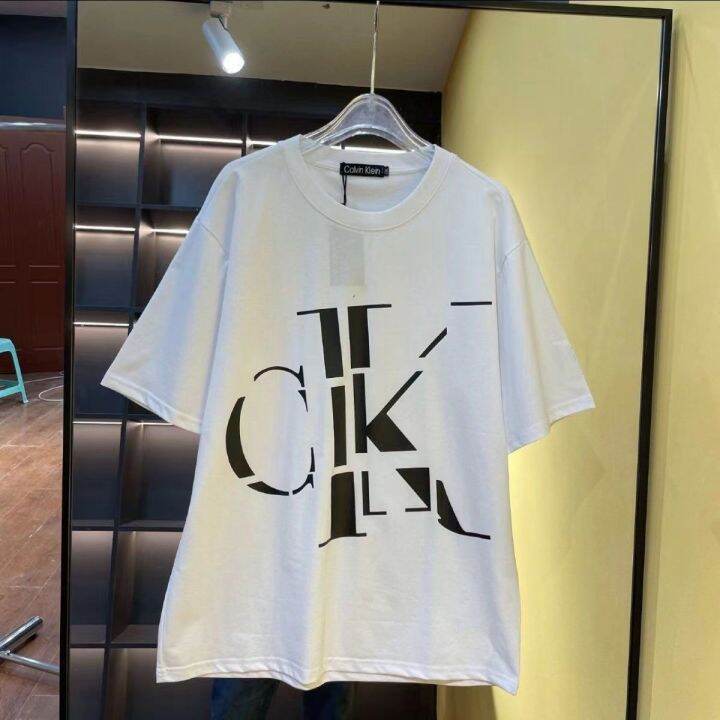 เสื้อยืดแฟชั่นพิมพ์ตัวอักษร-c-ของแท้สำหรับฤดูร้อนเสื้อคอกลมแขนสั้นสีดำและสีขาวเรียบง่ายที่มีชื่อเสียงสำหรับผู้ชายและผู้หญิงเล่นอินเทอร์เน็ต