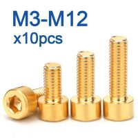 10pcs/lot M3 M4 M5 M6 M8 Pure Brass Hex Hexagon Socket Cap Head Screws DIN912 Screw Nut Drivers