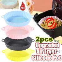 【Ready Stock】 ∏ E05 Non-Stick Air Fryer Silicone Pot Reusable Air Fryers Liners Oven Baking Tray Pizza Fried Chicken Basket Cooking Mat Round Shape Cake Pan Home Kitchen Air Fryer Accessories