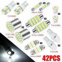 (Premium car)42ชิ้น LED 1157 T10 31/36/41มม. รถยนต์อัตโนมัติภายในแผนที่โดมป้ายทะเบียนเปลี่ยนชุดไฟชุดโคมไฟสีขาวอุปกรณ์เสริมในรถยนต์