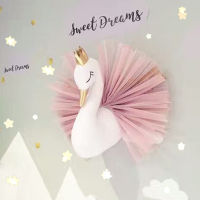 Cute 3D Swan Wall Hanging Nursery Animal Heads Wall Mount Decoration Kids Room Swan Stuffed Toys Baby Girls Bedroom Accessories