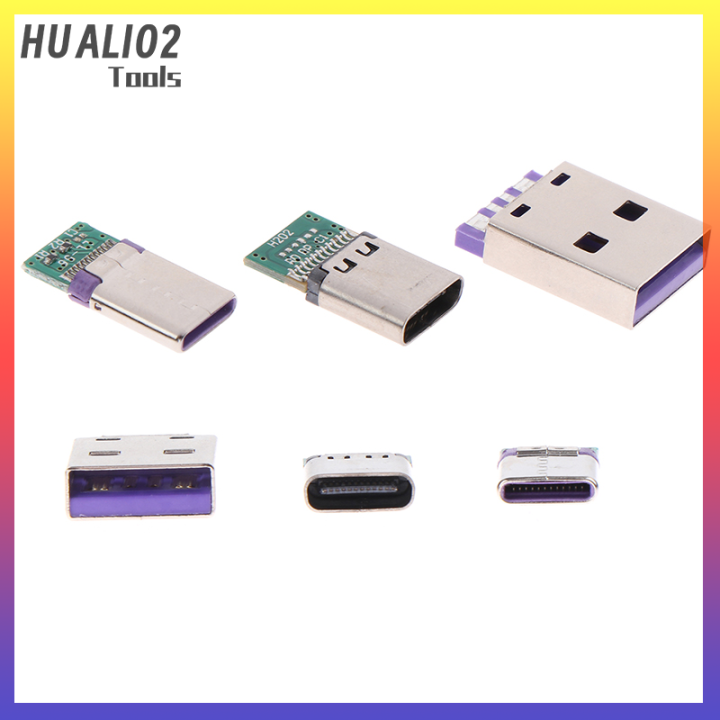 huali02-อะแดปเตอร์12-24พินตัวเมีย-ตัวผู้ต่อกับลวดและสายเคเบิลรองรับบอร์ด-pcb-5ชิ้น-usb-3-1ชนิด-c