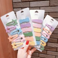 6PCS/lot Baby Solid Hair Clips Frosted Stars Rabbits Hairpins For Girls Children Candy Color Geometric Pins Cute Accessories