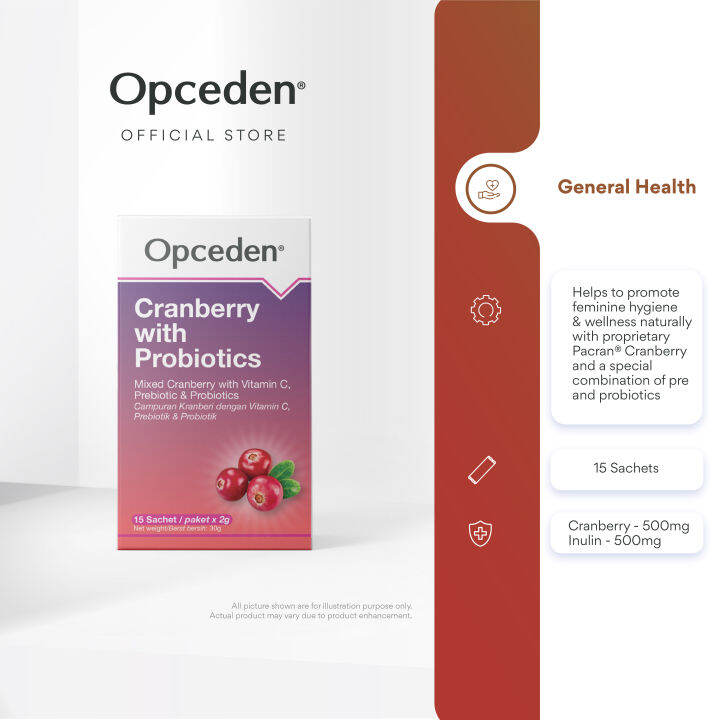 Opceden Cranberry With Prebiotic & Probiotic (2g x 15's) Women's Health Supplement [UTI