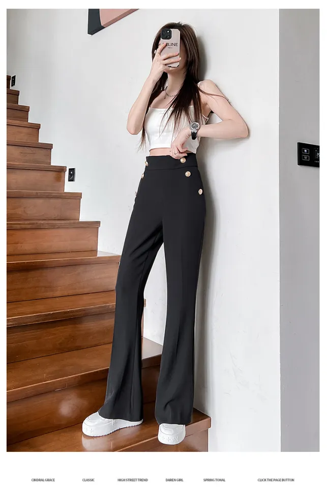 YIGE Summer Micro Flare Pants for Women 2023 New Design Sense Double  breasted High Waist Suit Pants for Women Dropping Sense Slim Solid Color  Versatile Pants