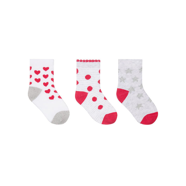 ถุงเท้าเด็กผู้หญิง-mothercare-star-and-heart-socks-3-pack-td300