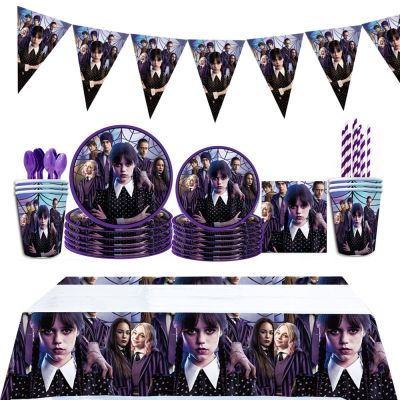Wednesday Addams Theme Wednesday Anniversaire Party Decorations Baby Shower Party Cups Disposable Decorations