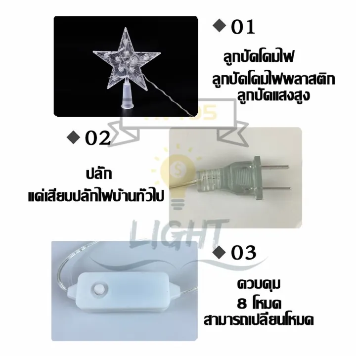 พร้อมส่ง-ไฟดาวประดับต้นคริสมาส-ไฟตกแต่งปีใหม่-led-ไฟดาวประดับเทศกาลไฟตกแต่ง