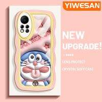 YIWESAN เคสสำหรับ Infinix Hot 11S NFC ลายการ์ตูนดาวโดราเอมอนสีชมพูขอบคลื่นเคสมือถือกันกระแทกแบบใสนิ่มเคสโปร่งใสลายกล้องถ่ายรูปที่สร้างสรรค์ซิลิกาเจลฝาครอบป้องกัน