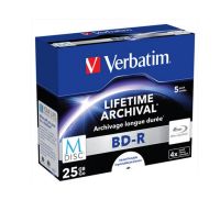 5Pcs Verbatim MDisc M-Disc Blu Ray BDR Blu-Ray Disc BD-R 25GB อายุการใช้งาน Archival Injet พิมพ์4X Archivage Longue Duree