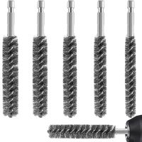 Bore Brush Stainless Steel Bristles Wire Brush For Power Drill Cleaning Wire Brush With Hex Shank Handle 6 Pieces