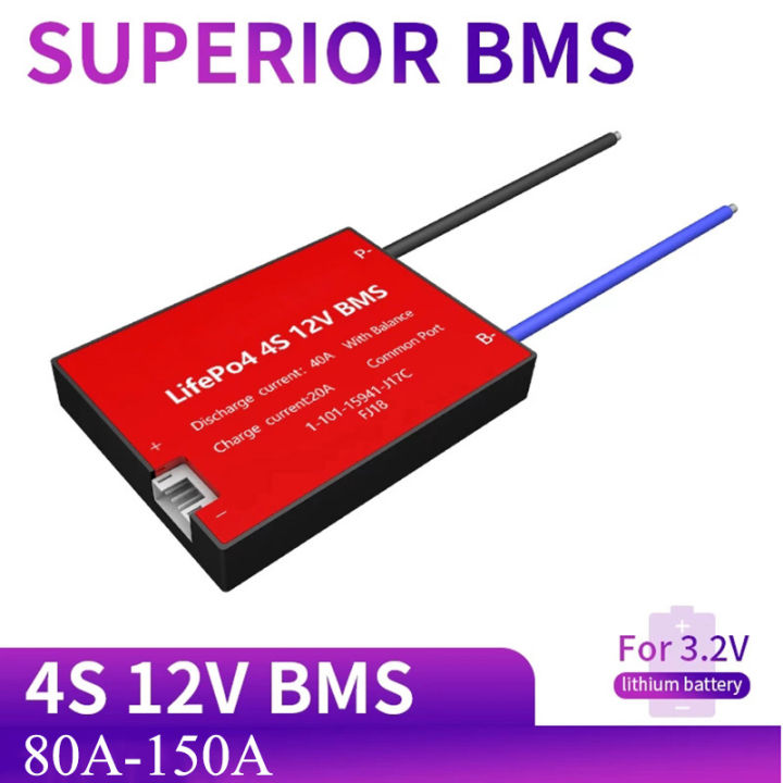 แบตเตอรี่-lifepo4แบบชาร์จไฟได้-bms-150a-10a-4s-12v-แผ่นป้องกันกับพอร์ตเดียวกัน