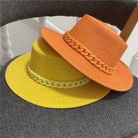 202105-dudu new fashion color paper Acrylic chain fedoras cap men women leisure panama jazz hat