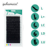 GAHAMACA ขนตาขยาย16แถว/กล่อง8 ~ 15มม. L/l +/LC/LD/LU(M) Mix เครื่องสำอางแยกชิ้นจากธรรมชาติ