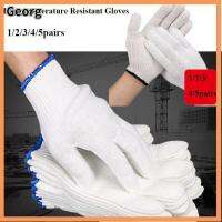 GEORG 1/2/3/4/5pairs ฉนวนกันความร้อนถัก ถุงมือสำหรับทำงาน สีขาวขาว ทนต่ออุณหภูมิสูง ถุงมือเตาอบในครัว ของใหม่ ถุงมือแม่พิมพ์เวิร์คช็อป อุปกรณ์ป้องกันมือ