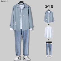 ร้อน, ร้อน★2022 spring new shirt casual suit mens Korean version trend three piece mens suit with handsome clothes