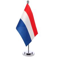 14x21cm Mini Flag Of Netherlands Banner Meeting Boardroom Table Desk Stand Stainless Steel Pole The Dutch Flag National Design