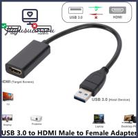 JIAJUSUANSOU แกนสายไฟทองแดงสายอะแดปเตอร์ HDMI 1080P USB 3.0เป็น HDMI สายเสียงและวิดีโอเสียงและวิดีโอประสานสายอะแดปเตอร์ยูเอสบีคอมพิวเตอร์