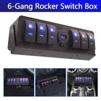 แผงสวิตช์สำหรับรถยนต์เรือยอชท์12-24V 20A กันน้ำกล่องสวิตช์ Gang Rocker 6 + 1 QC3.0