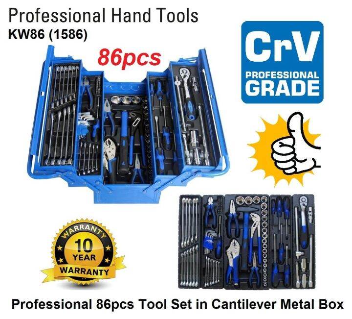 MY Professional 86pcs CrV Tool Set in Cantilever Metal Box Lazada