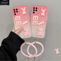 AnDyH New Design For OPPO A94 4G Reno 5F 5 Lite F19 Pro Case 3D Cute Bear+Solid Color Bracelet Fashion Premium Gradient Soft Phone Case Silicone Shockproof Casing Protective Back Cover