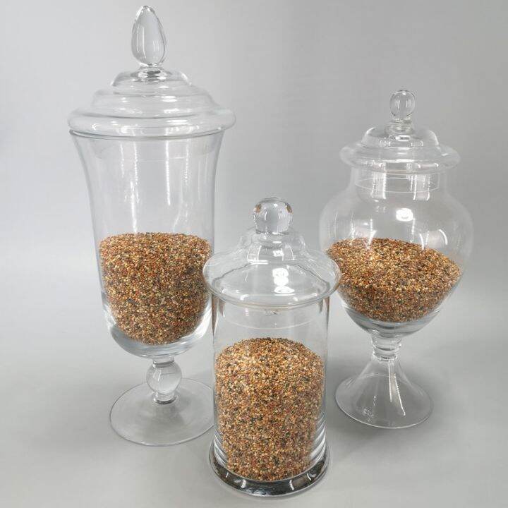 cod-european-style-glass-jar-storage-sugar-with-lid-tall-fruit-decorations-large-capacity-3-piece-set-outlet