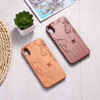 ✟✵ Passport Flight Travel World Map Engraved Wood Phone Case Funda For iPhone 14 14Pro 14Plus 13Promax 13 12 11