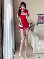 Christmas costume female cosplay sexy red cheongsam uniform suit New Year stage performance